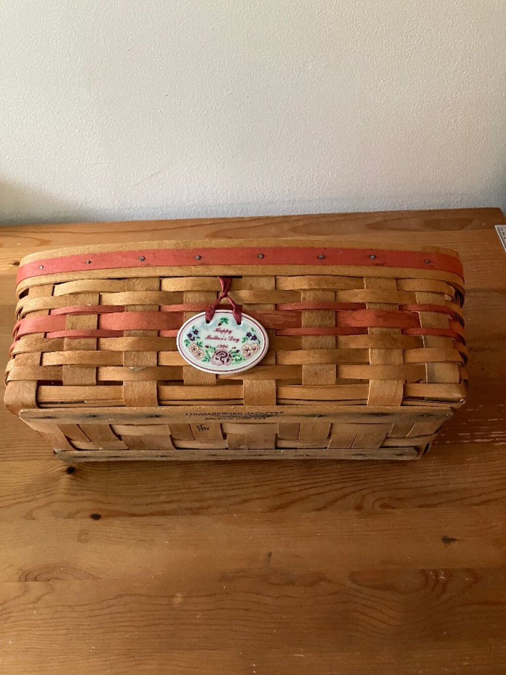 VTG1996 LONGABERGER HAPPY MOTHER'S DAY handwoven rattan and wood splint basket